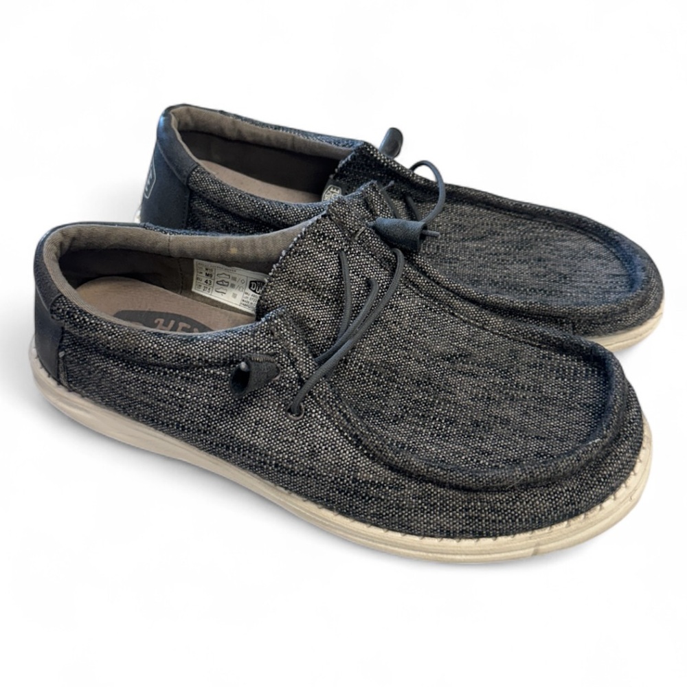 Hey Dude Wally Ascend Men's Black and Gray Loafers Size 10